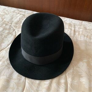 Borsalino Black Felt Fedora Size 56